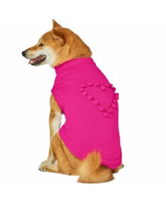 Pom-Pom Heart Dog Sweater