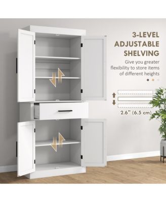 72" Tall Kitchen Pantry Storage Cabinet with Barn Doors and Drawer