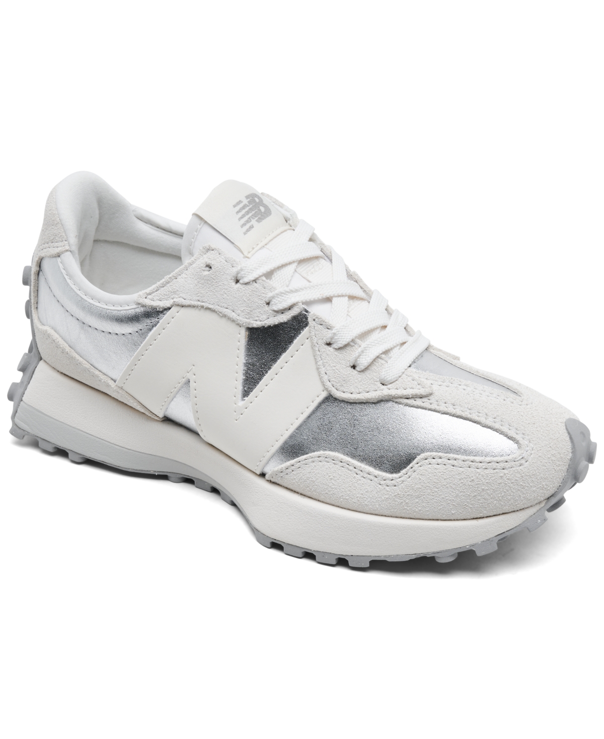 New Balance Women's 327 Metallic Casual Sneakers from Finish Line - Silver, Sea Salt