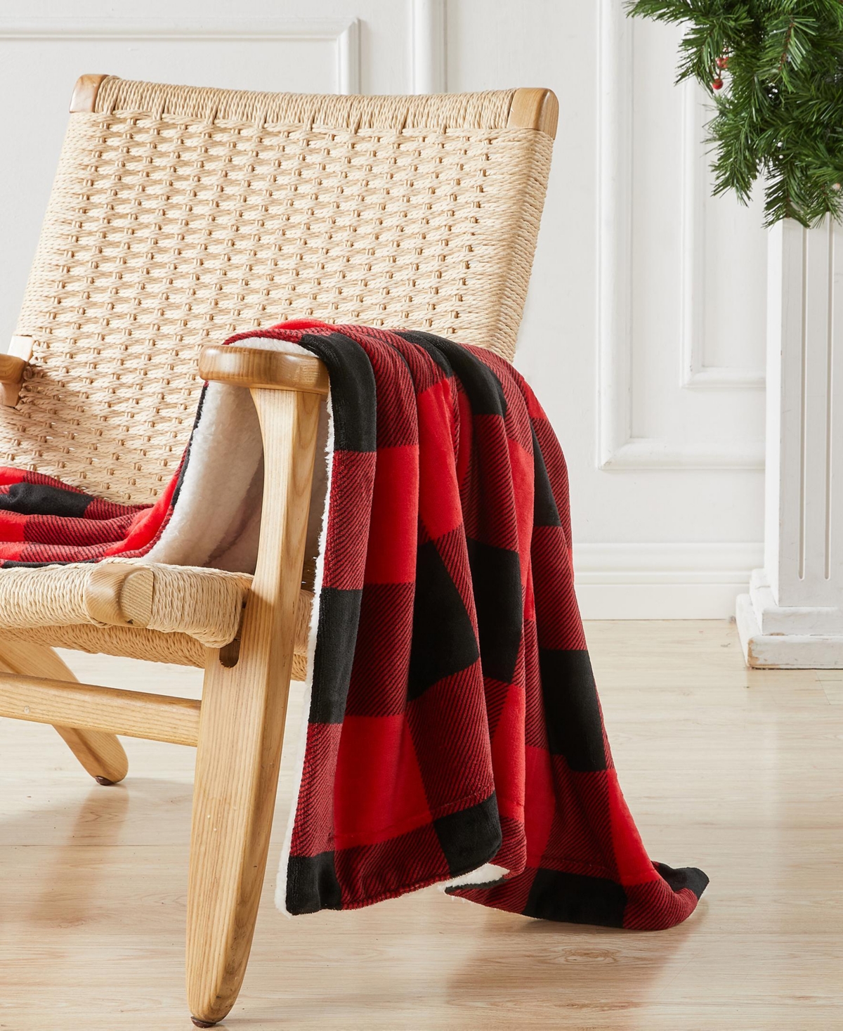 Linery & Co. Velvet Plush Reversible Sherpa Throw Blanket
