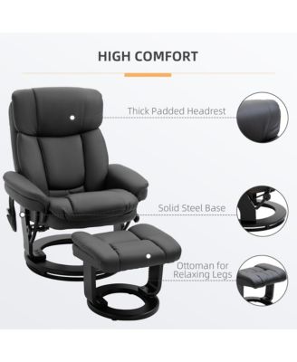 PU Leather Massage Recliner Chair W/ Footrest, 10 Vibration Points