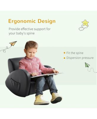 20" Kids Sofa Side Pocket Armchair Rocking Recliner PU Furniture,