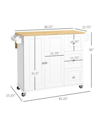 Kitchen Island on Wheels, Kitchen Cart with Drop Leaf