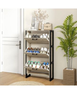 Tall Shoe Cabinet with Multiple Compartments for Hallway