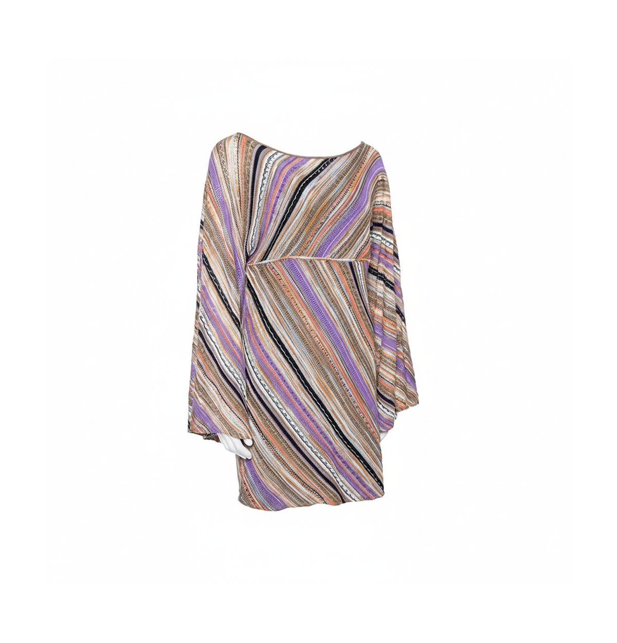 Pre-Owned M Missoni Women's Multicolor Perforated Knit Long Sleeve Dress