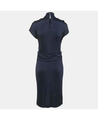 Women's Purple Jersey Broach Detail Knee -Length Dress