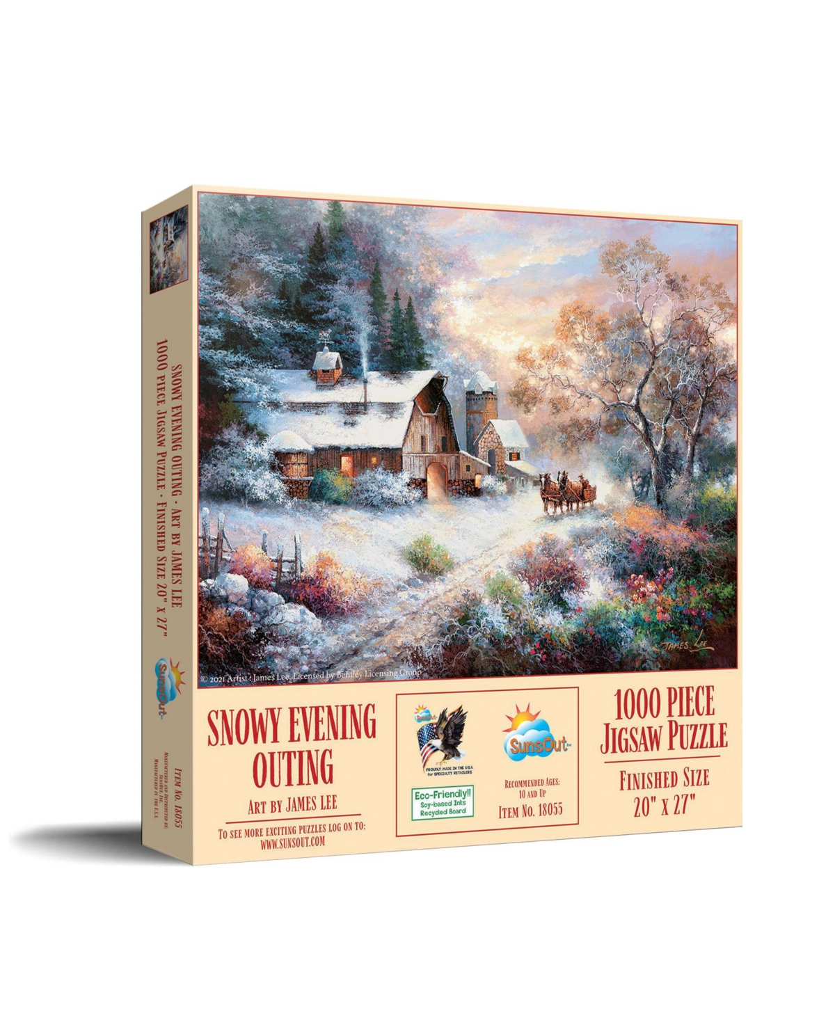 SunsOut Snowy Evening Outing 1000 piece Jigsaw Puzzle for Adults Christmas