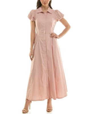 Women's Puff-Sleeve Collar Neck Shirt Dress
