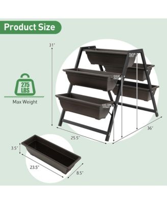 31”H Raised Garden Bed 3-Tier Vertical Planter w/5 Plant Boxes Indoor Outdoor