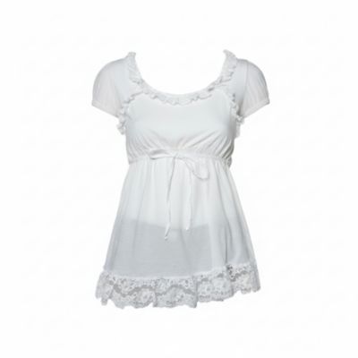 Women's Pre-Owned Dolce and Gabbana Knit Lace Trim Tie Detail Top