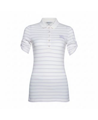 Women's Brit Off White Striped Cotton Modal Polo T-Shirt