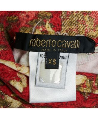 Women's Red/beige Floral Print Modal Jersey High Neck Top