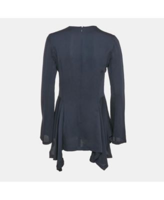 Women's Navy Blue Crepe Asymmetric Top