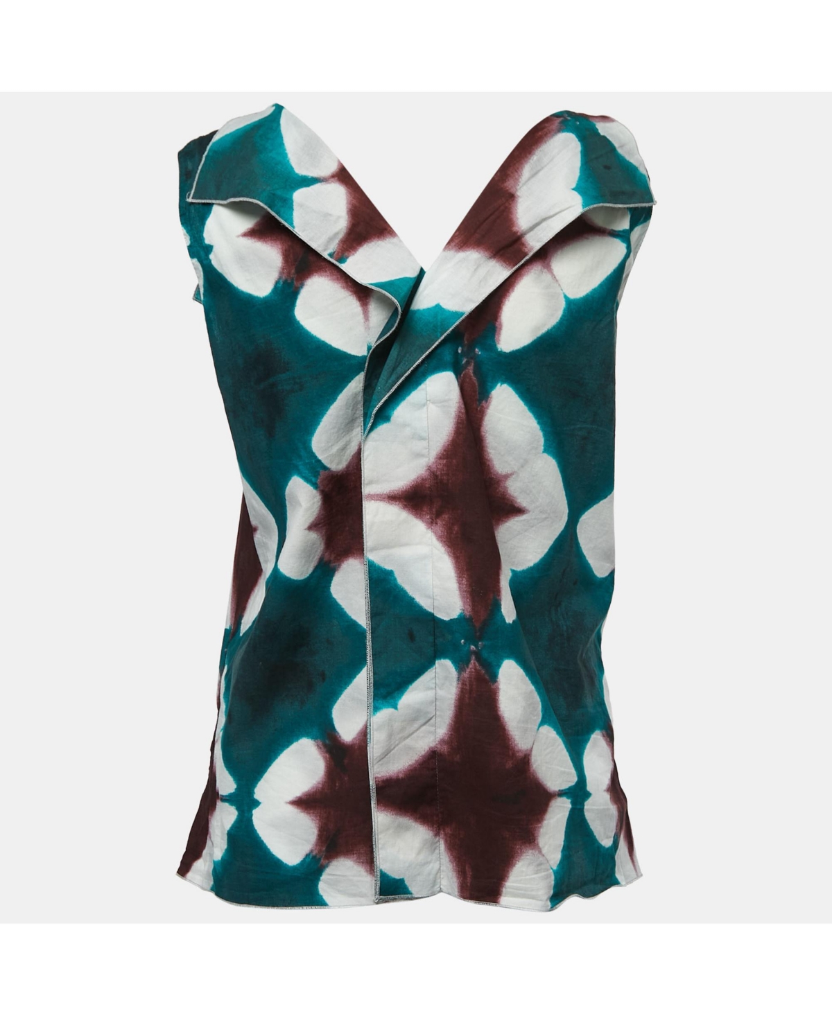 Pre-Owned Marni Women's Green Tye Dye Printed Cotton Sleeveless Top