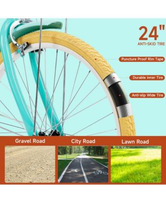 24-inch Cruiser Bike with Low-Step Frame, Shock-Absorbing Tires, and Dual Brakes