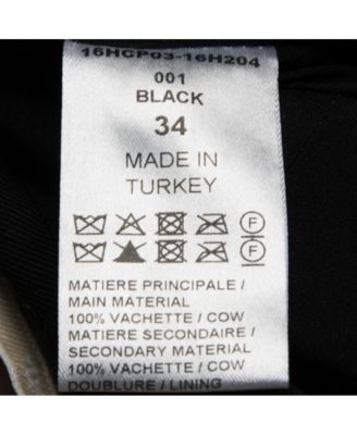 Women's Black Leather & Nubuck Paneled Cropped Biker Pants