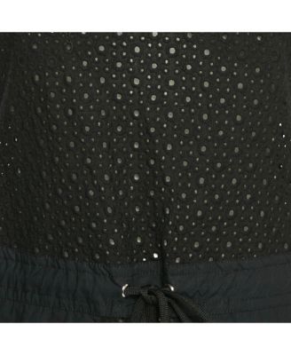 Women's Black Broderie Anglaise Cotton Mini Dress