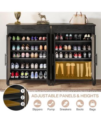 Slim Shoe Rack with Doors for Small Entryways