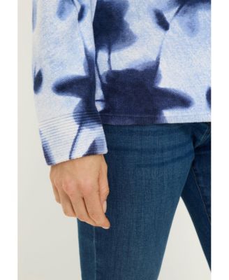 Women's Abstract Floral Zip Cardigan