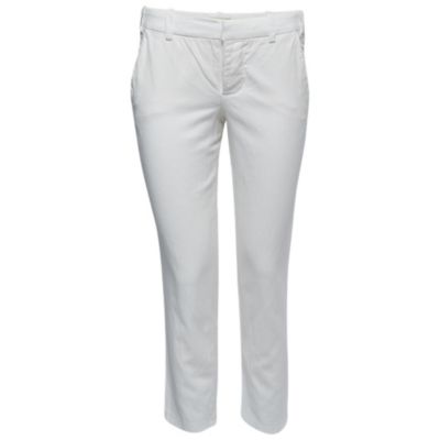 Women's White Cotton Blend Trousers