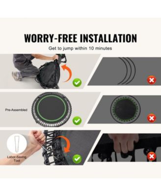 Foldable Mini Trampoline 40" Fitness Rebounder with Adjustable Handle