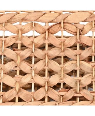 Quinn Bohemian Cottage Woven Hyacinth Rectangular Storage Baskets with Handles, Set of 3