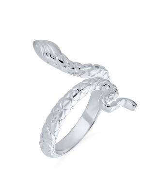 Boho Egyptian Serpent Snake Wrap Bypass Coil Band Ring Sterling Silver