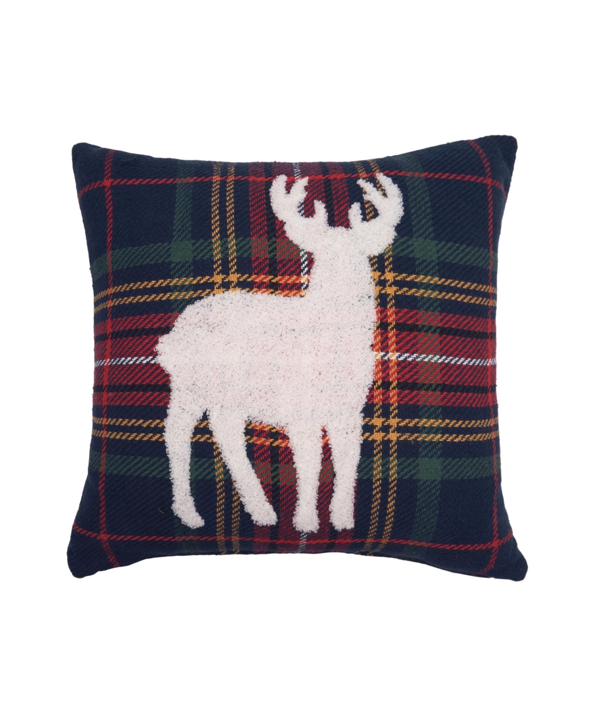 C&F Home Blue Lennox Plaid Deer Cotton Blend Christmas Accent Throw Pillow