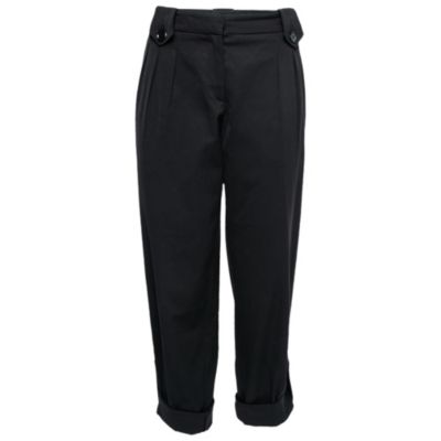 Women's Black Crepe Cropped Trousers