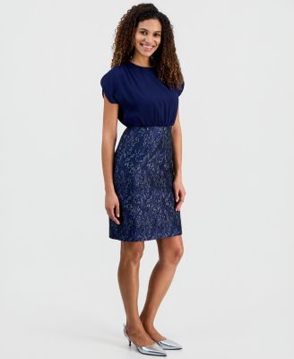 Women's Mixed-Media Jacquard Sheath Dress