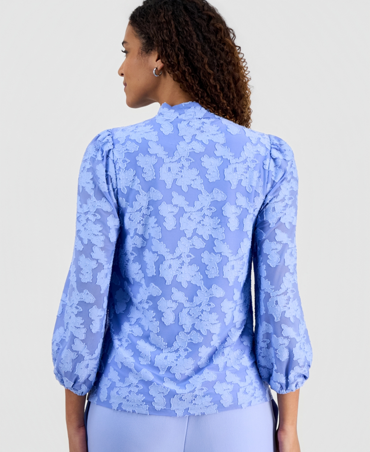 Kasper Women's Burnout Floral 3/4-Sleeve Top