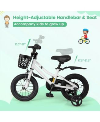 Kids 12 Inch Training Bike with Dual Brakes Adjustable Seat and Basket for Ages 3 to 4