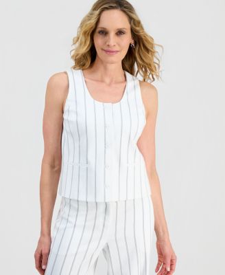 Women's Pinstripe Five-Button Sleeveless Vest