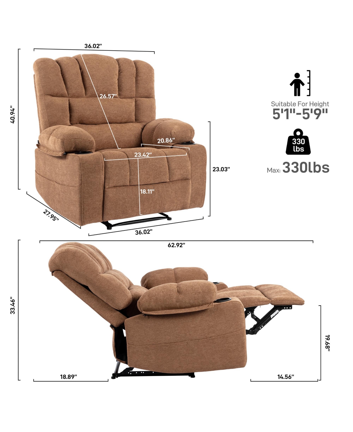 Sumyeg Massage Recliner Chair Sofa with Heating Vibration