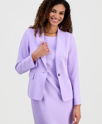 Women's Stretch Crepe One-Button Petal-Lapel Jacket