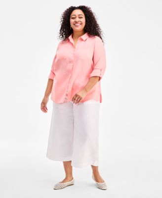 Plus Size Roll-Tab Shirt