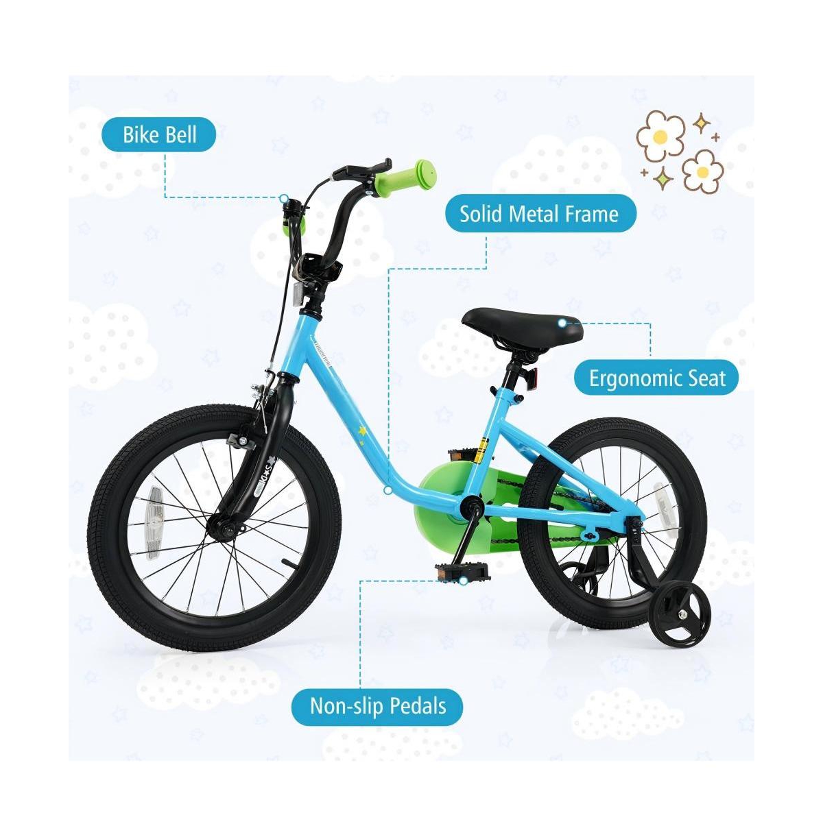 Hongge 16 Inch Kids Bike with Training Wheels for Ages 3–7