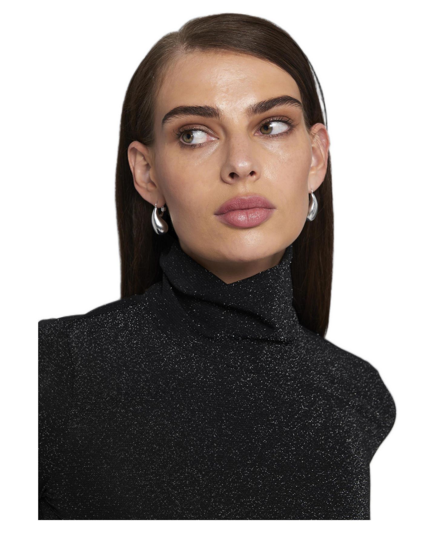 Женский топ ELLE Collection Knit Turtleneck Top Solid, цвет: Чёрный — фото 2