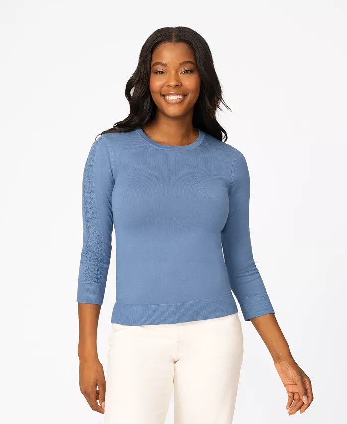 Women's Pointelle 3/4-Sleeve Sweater - thumbnail 9