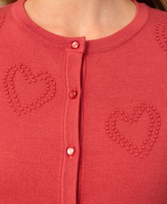 Women's Heart Stitch Button Cardigan Sweater