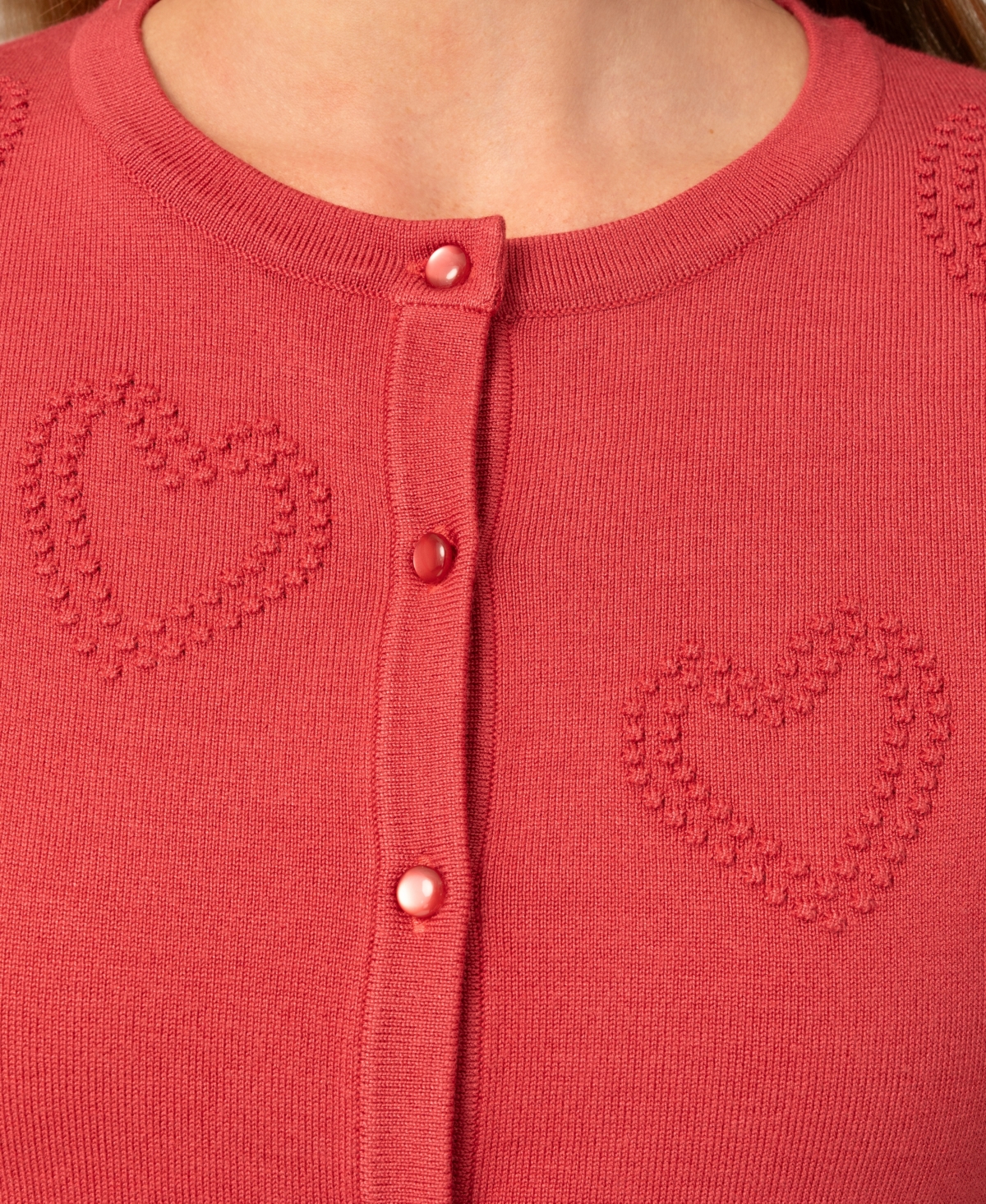 Melissa Paige Women's Heart Stitch Button Cardigan Sweater