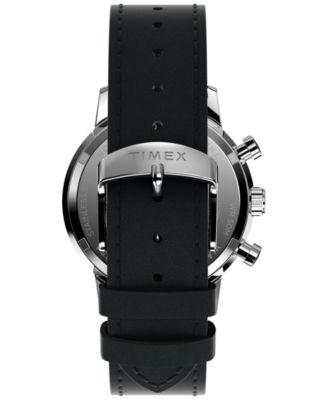 Men's Chronograph Black Leather Watch, 40mm