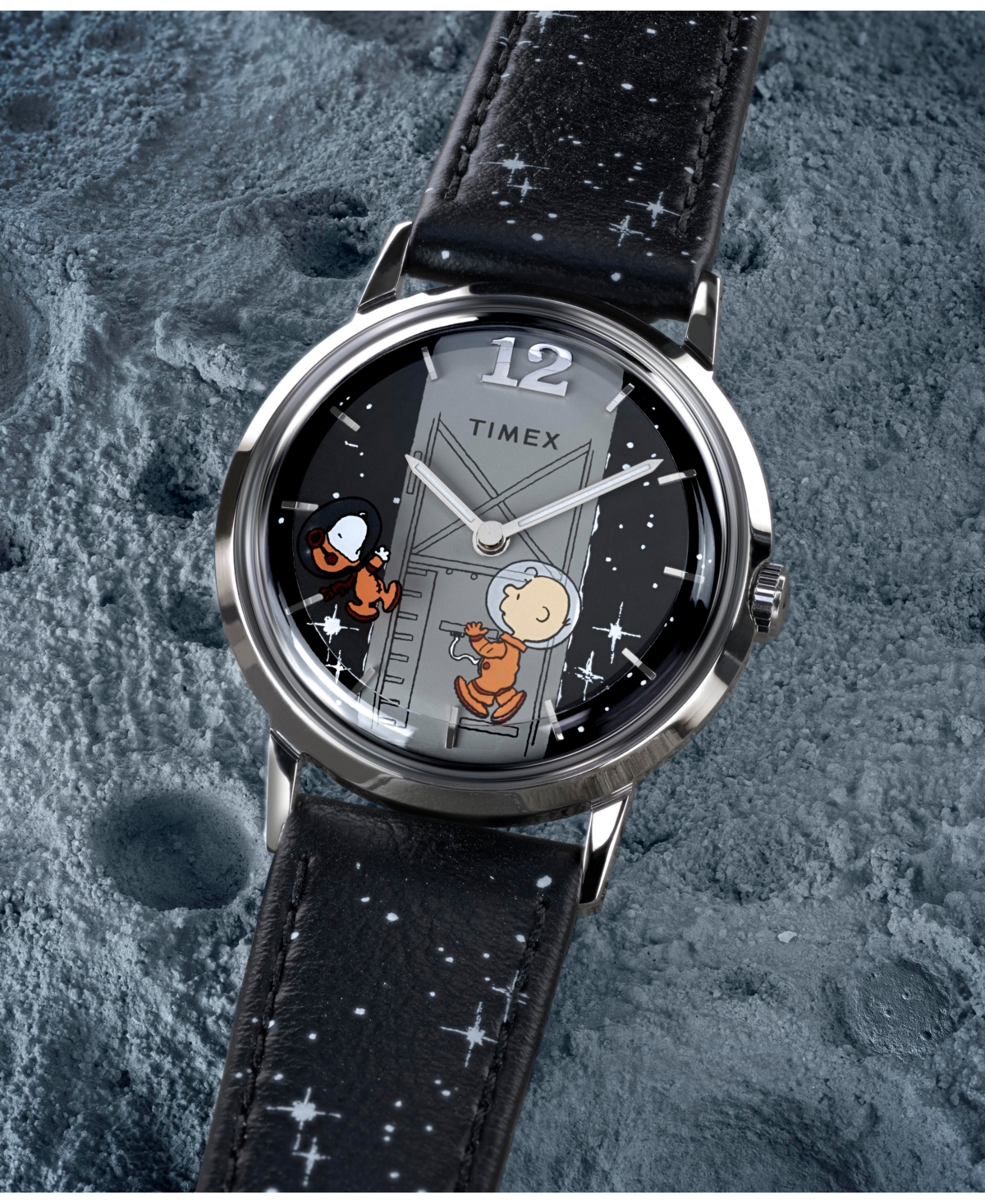 Timex Men's Mechanical Handwind Black Leather Watch, 34mm