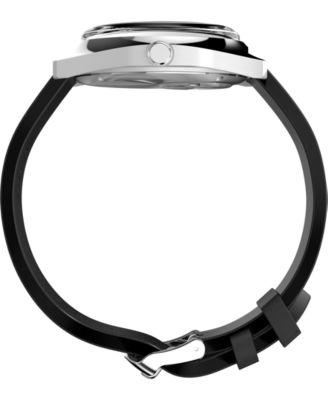 Men's Quartz Analog Black Leather Watch, 37mm