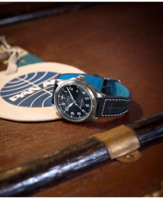 Men's Mechanical Automatic Blue Leather Watch, 41mm