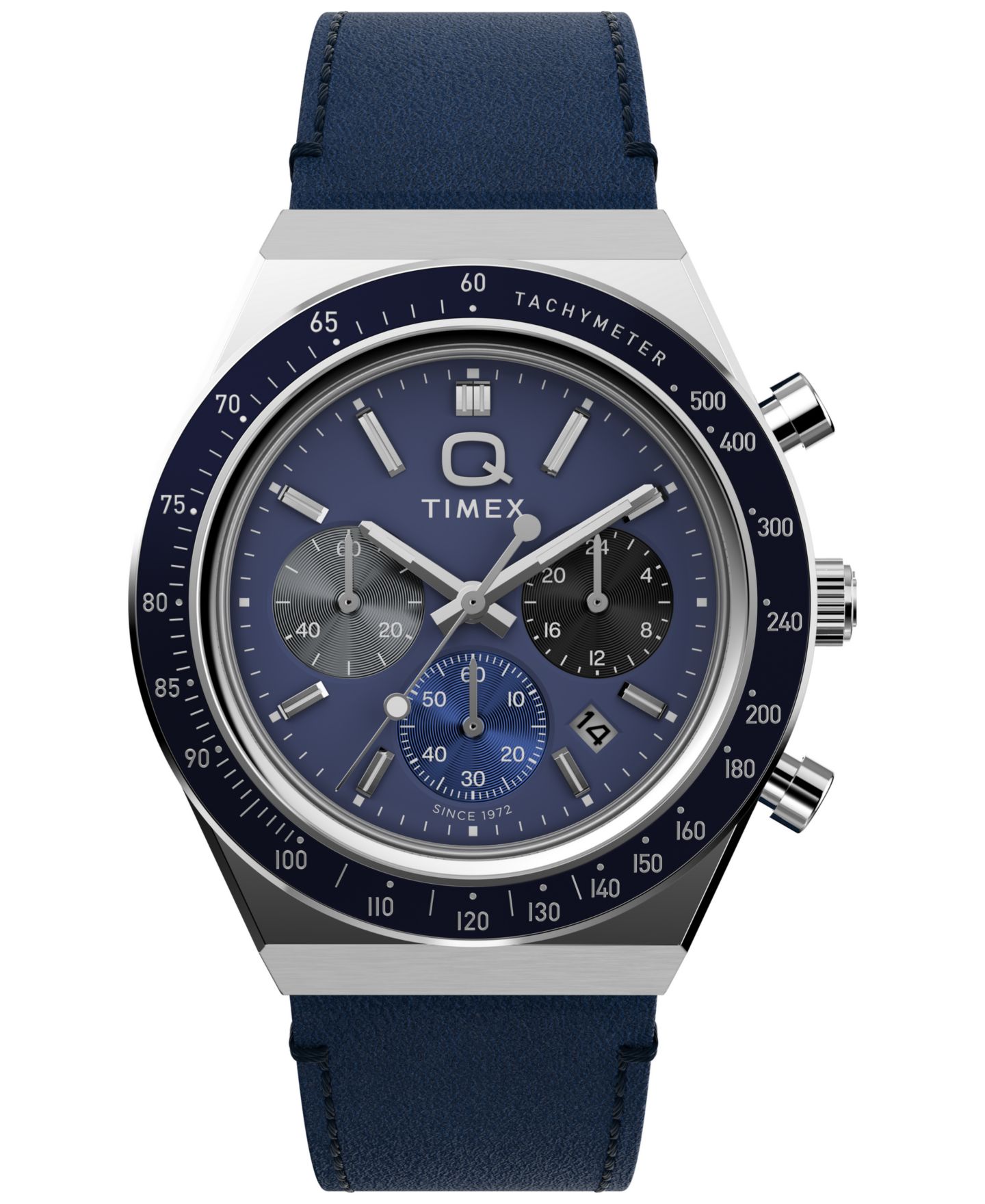Мужские часы Timex Chronograph Blue Leather Watch, 40mm — фото 1