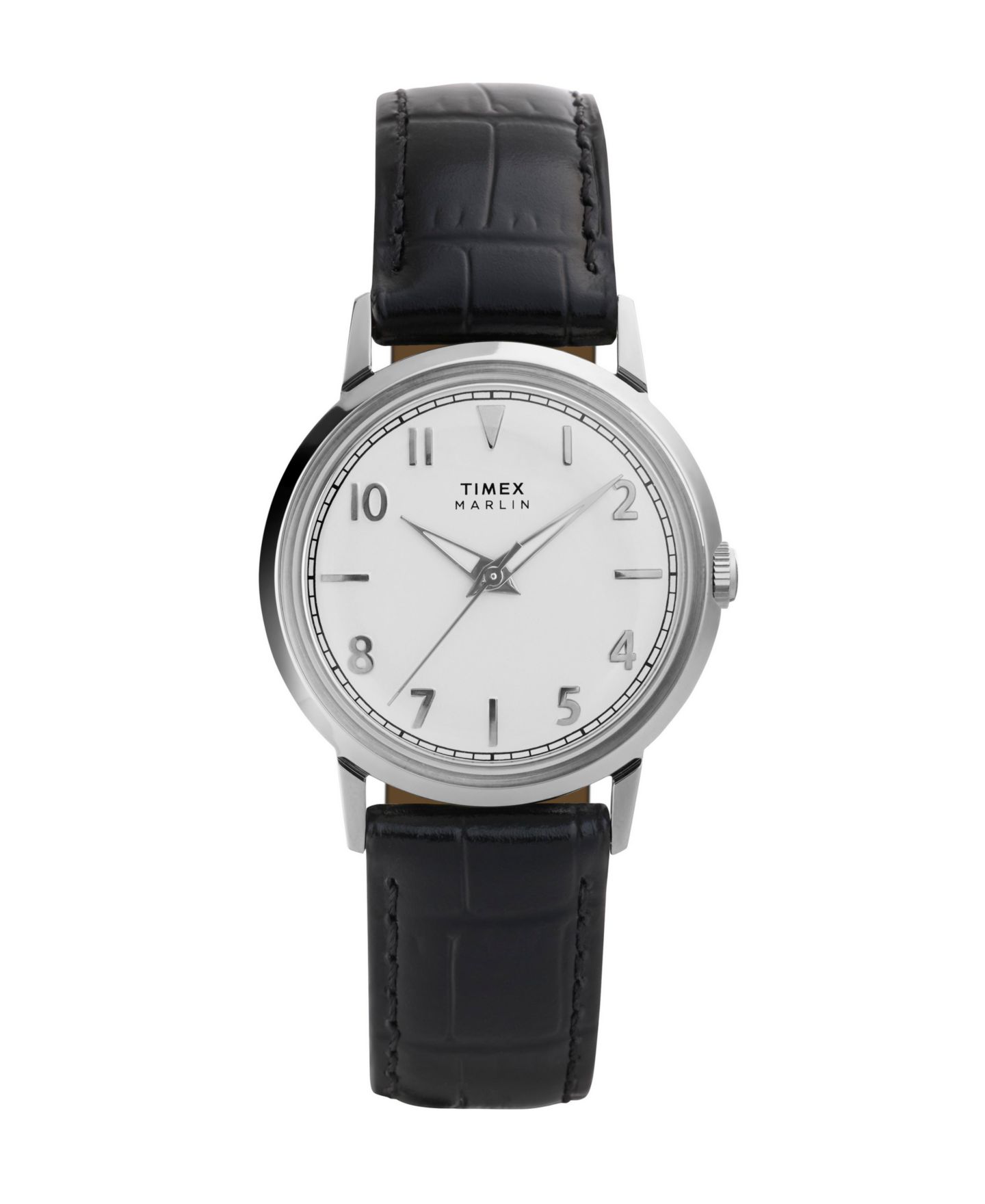 Часы Timex Unisex Quartz Analog Black Leather Watch, 34mm — фото 8