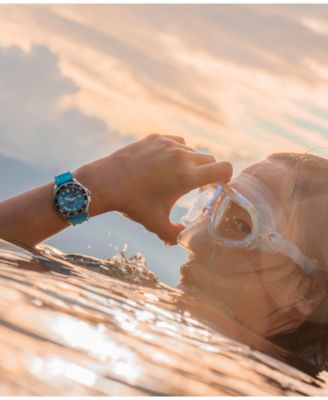 Unisex Quartz Analog Blue HNBR Rubber Watch, 38mm