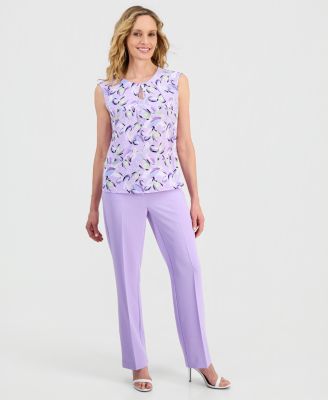 Women's Printed Keyhole-Neck Sleeveless Top