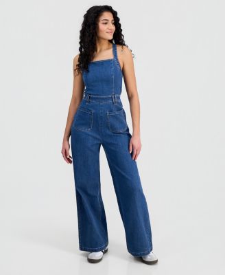Juniors' Square-Neck Sleeveless Jumpsuit